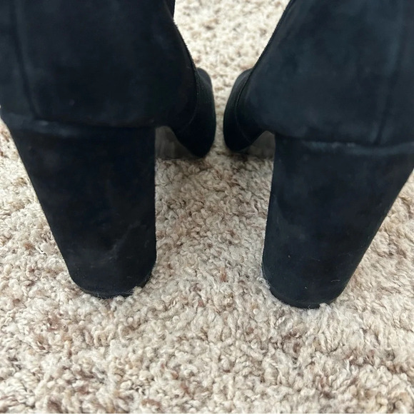 Steve Madden Mannzo Suede High Heel Open Toe Black Bootie Size 6 - Picture 9 of 11